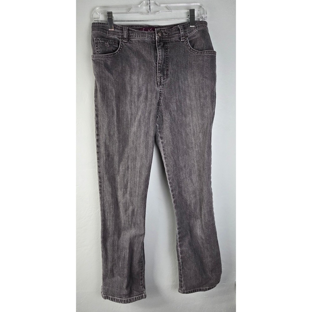Gloria Vanderbilt High Rise Tapered Jeans Charcoal Gray Women's 10P Petite